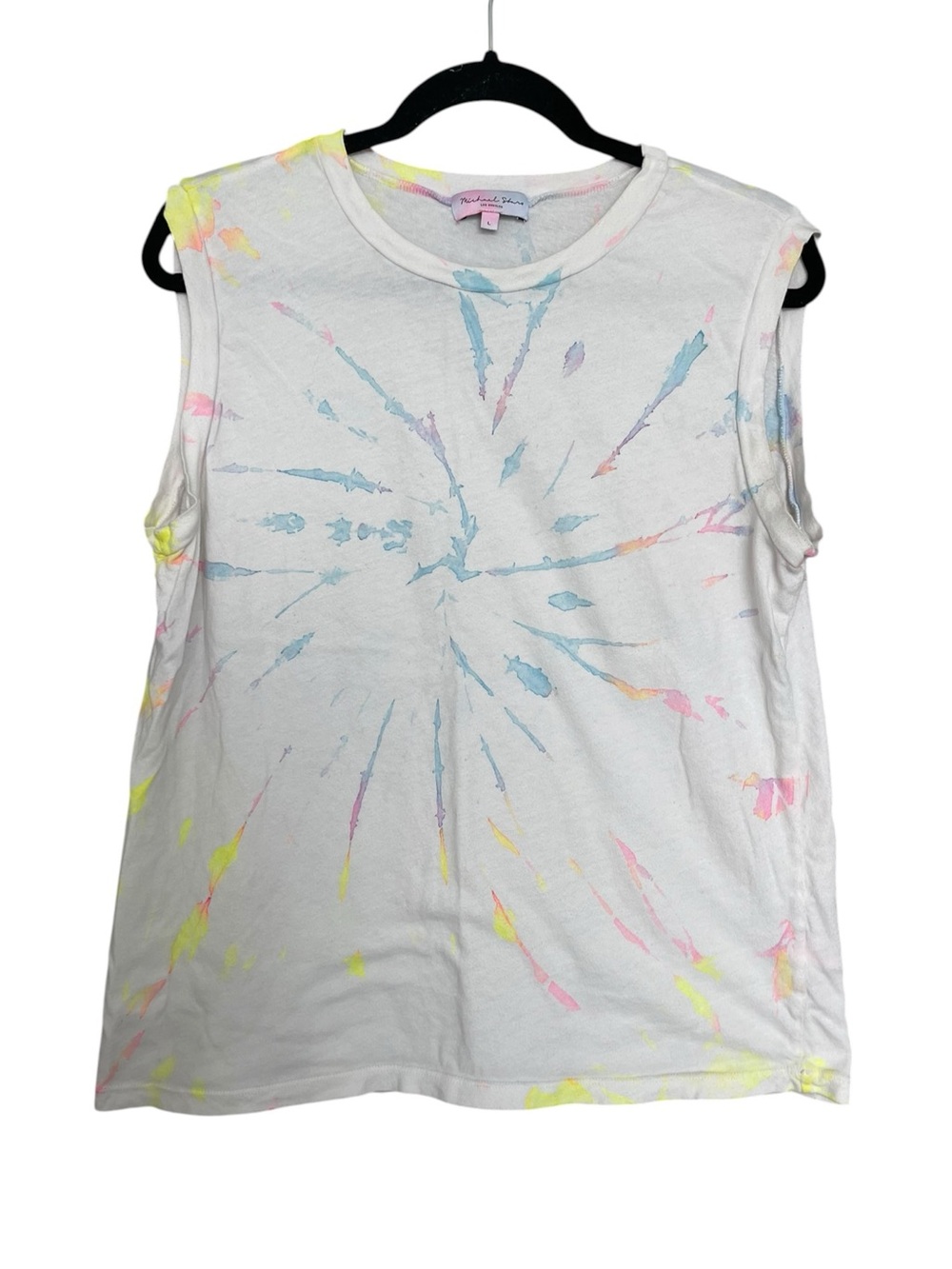 Michael Stars White Sleeveless Tie-Dye Muscle Tee